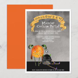 Cute Monsters halloween fest Inbjudningar
