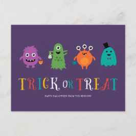 Cute Monsters Halloween-vykort Vykort
