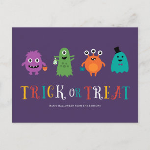 Cute Monsters Halloween-vykort Vykort