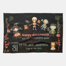 Cute Monsters happy halloween Kökshandduk