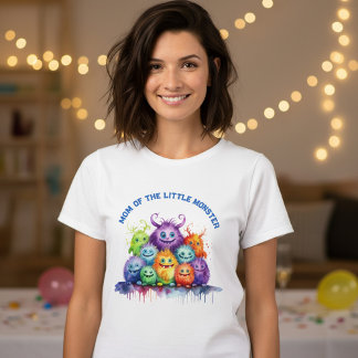 Cute Monsters Kids Birthday Party Mom T Shirt