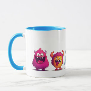 Cute Monsters Light Blue Mugg