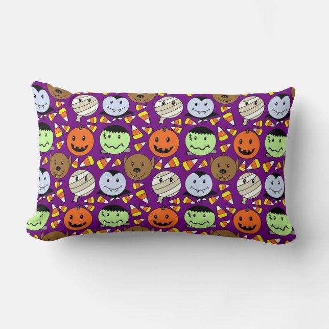 Cute Monsters och Candy corn Lumbarkudde (Framsida)