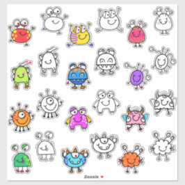 Cute Monsters & Outline Twillingars Klistermärken