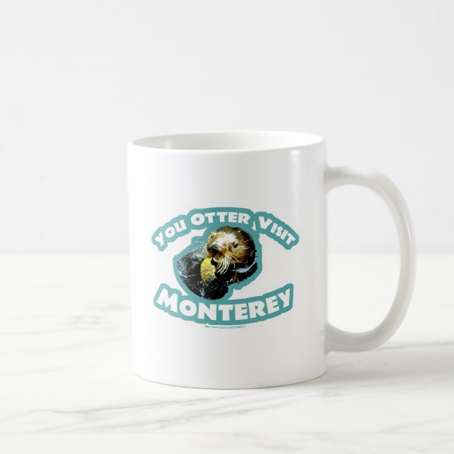 Cute Monterey Otter Besök Travel Roligt Kaffemugg (Höger)