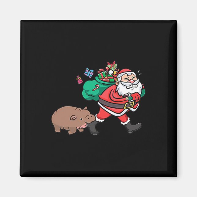 Cute Moo Deng&amp; Santa Ba Magnet (Framsidan)