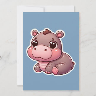 Cute Moo Deng Baby Hippo Julkort