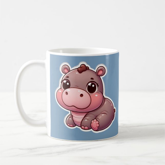 Cute Moo Deng Baby Hippo Mugg (Vänster)