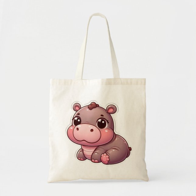 Cute Moo Deng Baby Hippo Tygkasse (Framsidan)