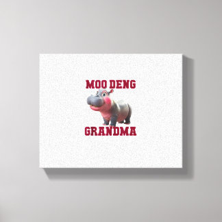 Cute MOO DENG GRANDMA Baby Hippo Granny Teacher Cu Canvastryck
