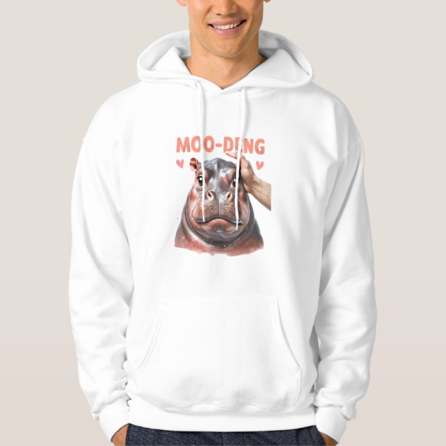 Cute Moo Deng T-Shirt Hoodie (Framsida)