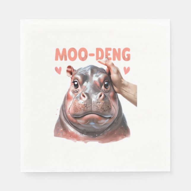 Cute Moo Deng T-Shirt Pappersservett (Framsidan)