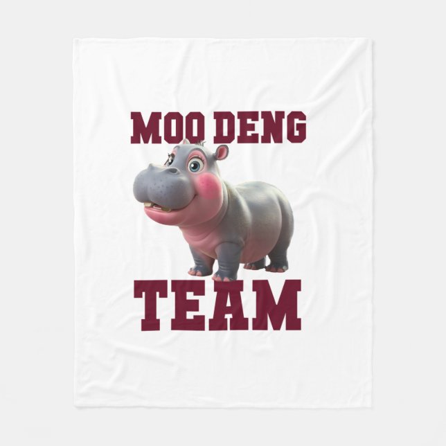 Cute MOO DENG TEAM Baby Hippo Squad Girls Besties Fleecefilt (Framsidan)