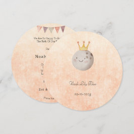 Cute Moon With Crown Baby Girl Card Inbjudningar