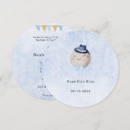 Cute Moon With Hat And Bow Baby Boy Card Inbjudningar