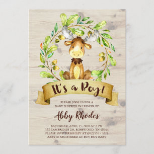 Cute Moose Baby Shower Inbjudningar