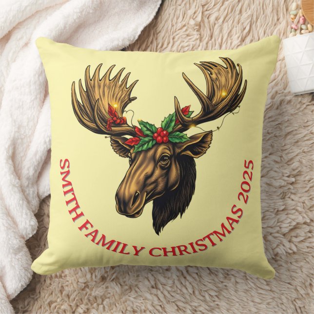 CUTE MOOSE CHRISTMAS DESIGN Throw Pillow Kudde (Filt)