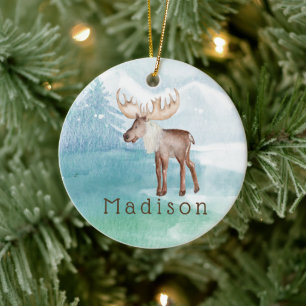 Cute Moose-Helgdag för Personlig Julgransprydnad Keramik