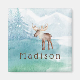 Cute Moose-Helgdag för Personlig Magnet