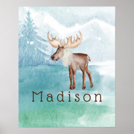 Cute Moose-Helgdag för Personlig Poster