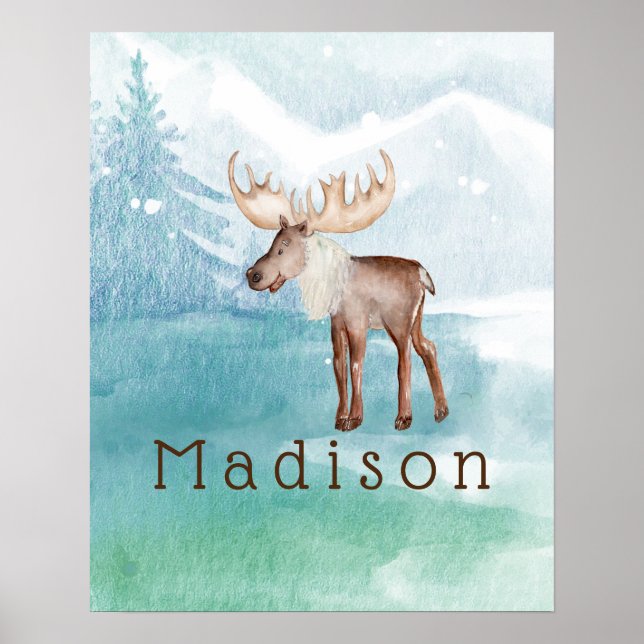 Cute Moose-Helgdag för Personlig Poster (Framsidan)