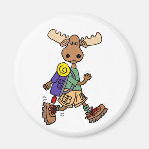 Cute Moose Hiker-Tecknad Magnet