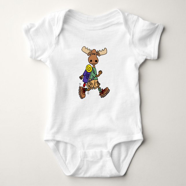Cute Moose Hiker-Tecknad T Shirt (Framsida)