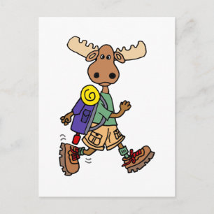 Cute Moose Hiker-Tecknad Vykort