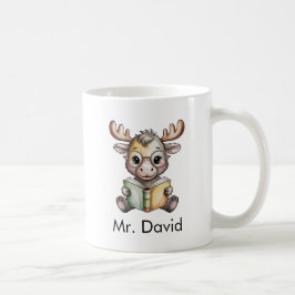 Cute Moose Reading a Book Custom Kaffemugg