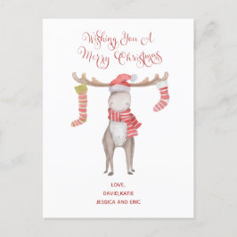 Cute Moose Typography God jul Helg Vykort