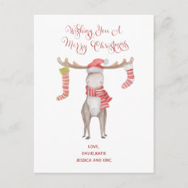 Cute Moose Typography God jul Helg Vykort