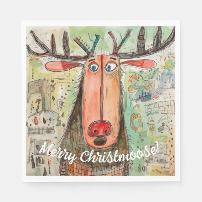 Cute Moose Typography Graphic Jul Roligt Papper Pappersservett (Framsidan)