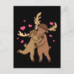 Cute Moose Women Gifts Girls Valentines day Vykort