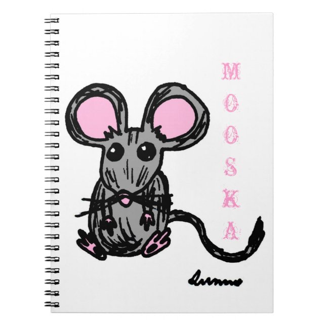 Cute Mooska Mouse bärbar dator Anteckningsbok Med Spiral (Framsidan)