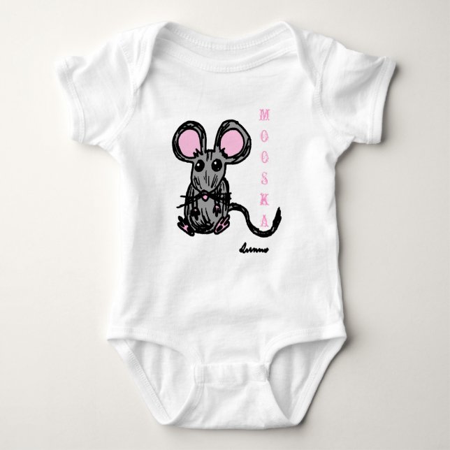 Cute Mooska Mouse Infant Creeper Tee Shirt (Framsida)