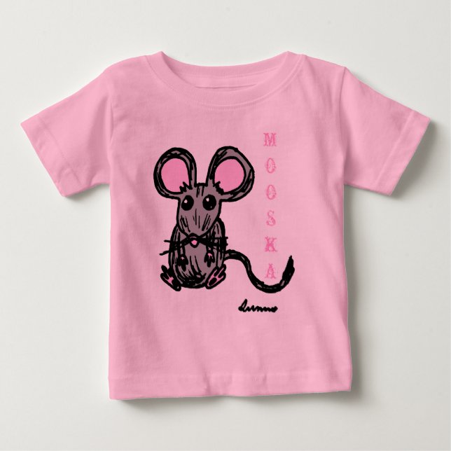 Cute Mooska Mouse Småbarn, Långvarigt Sleeve T-Shi Tee Shirt (Framsida)
