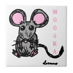 Cute Mooska Mouse Tile Kakelplatta