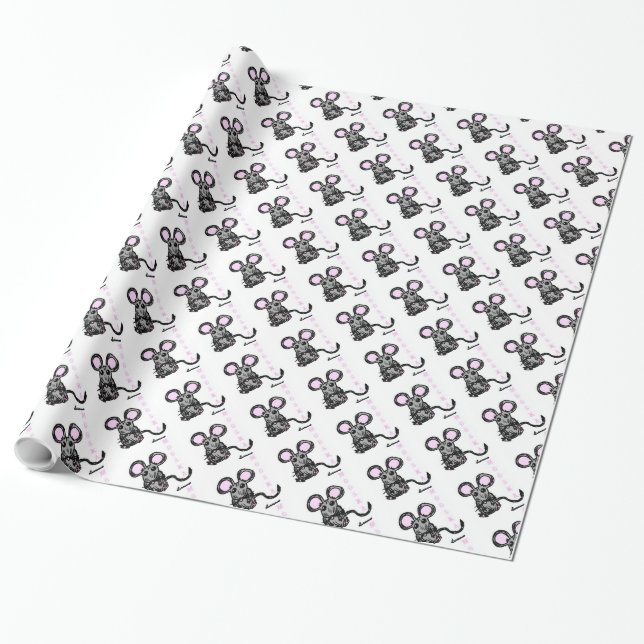 Cute Mooska Mouse Wrapping Papper Presentpapper (Utrullad)