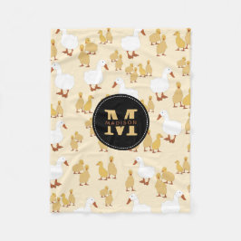 Cute Mor Anka & Baby Duckling Mönster Monogram Fleecefilt