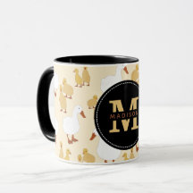 Cute Mor Anka & Baby Duckling Mönster Monogram
