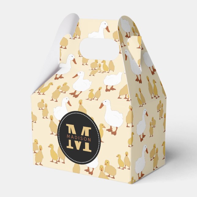 Cute Mor Anka & Baby Duckling Mönster Monogram Presentaskar (Framsidan Sidan)