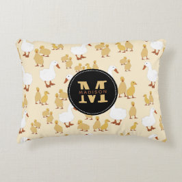 Cute Mor Anka & Baby Duckling Mönster Monogram Prydnadskudde