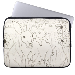 Cute Mor Baby Bunny Rabbits Laptop Fodral