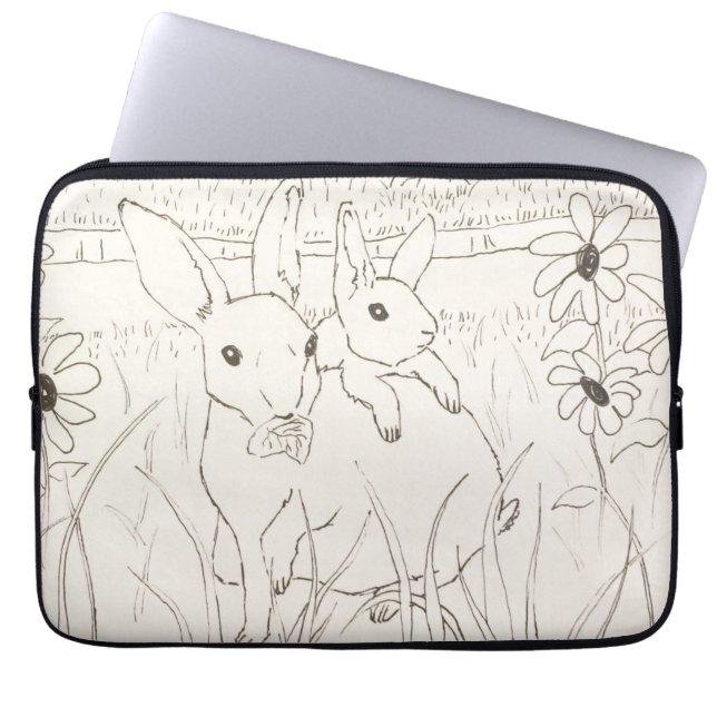 Cute Mor Baby Bunny Rabbits Laptop Fodral (Framsidan)