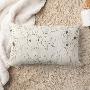 Cute Mor Baby Bunny Rabbits Lumbarkudde
