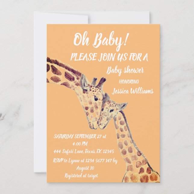 Cute Mor Baby Giraffe Safari Boho Animals Invit Inbjudningar (Framsida)