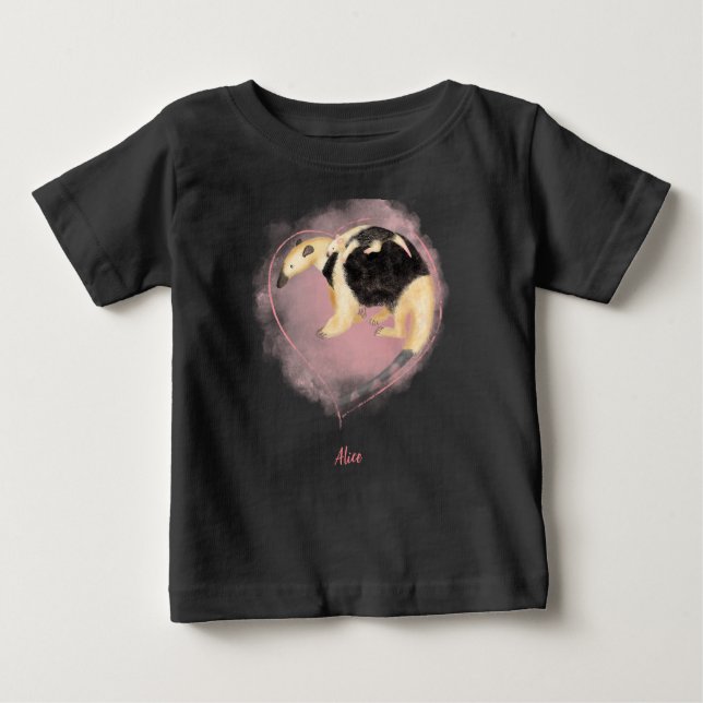 Cute mor & baby tamandua baby T-shirt (färg) (Framsida)