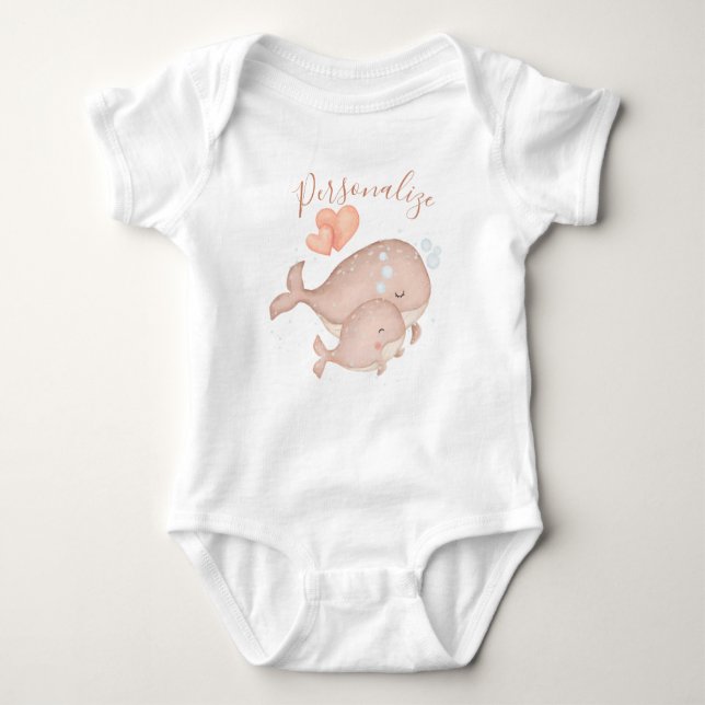 Cute Mor Baby Whales Kärlek Hearts Personlig T Shirt (Framsida)