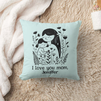 Cute Mor & Dotter Hugger Mors dag Blue Kudde