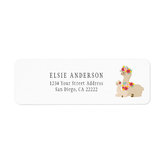 Cute Mor Llama och Baby Returadressen | Returadress Etikett (Framsidan)